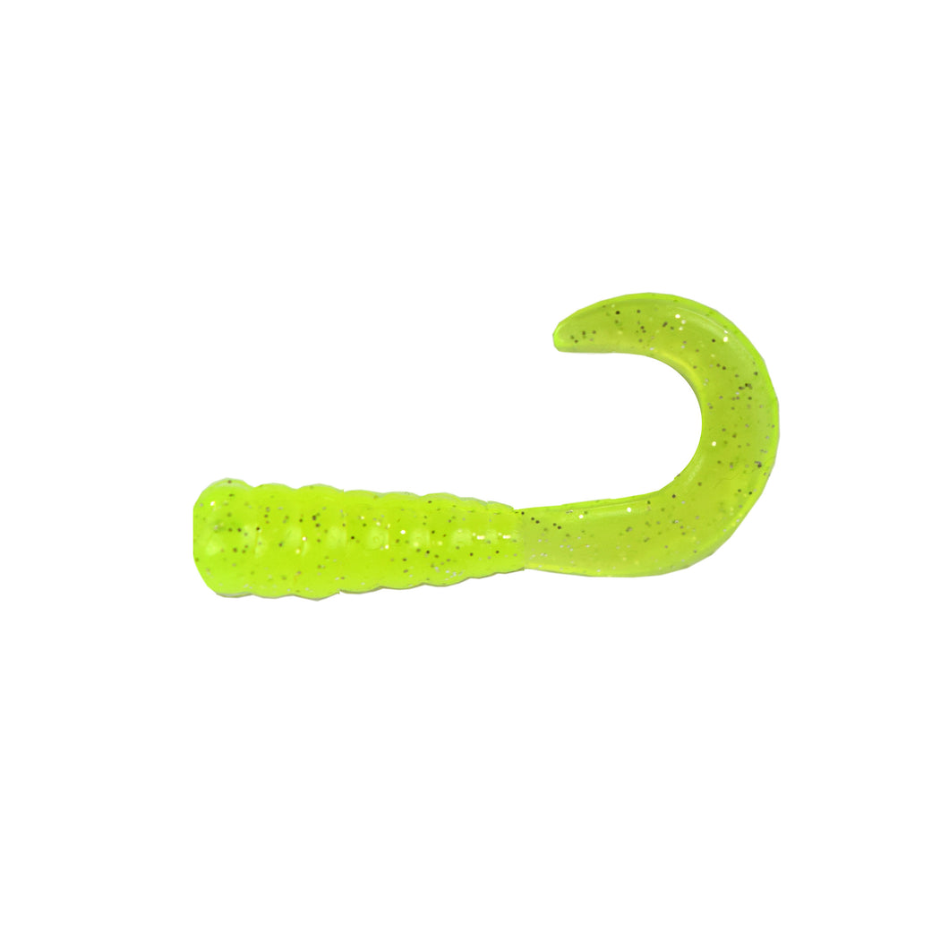 Pro Striker Baits Grub 2-Inch 40-Pack - Chartreuse Glitter