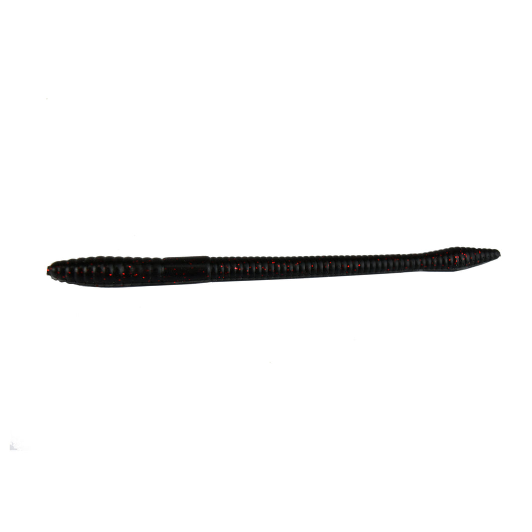 Tackle HD Finesse Worm 4 5 Inch 25 Pack Black Red Flake