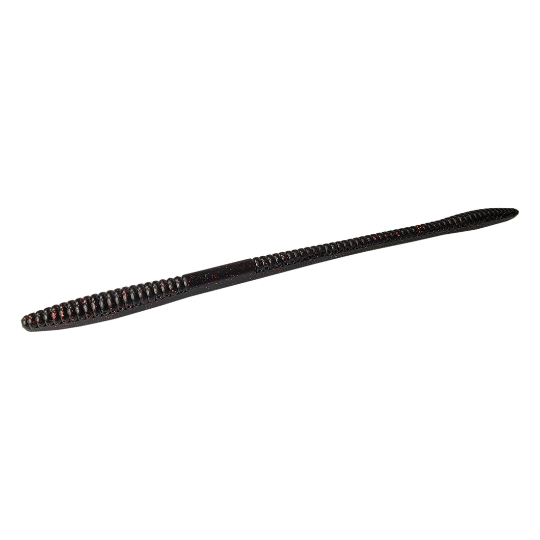 Tackle HD Sweet Stick Worm 7 5 Inch 20 Pack Black Red Flake